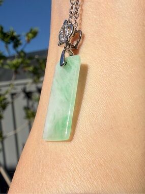 Natural Burmese Jadeite Jade Wusai Pendant – Soft Green & Lavender-White Tones